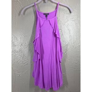 Express Womens Purple Sleeveless Stretch Tank Top Ruffle Size Small NWT‎